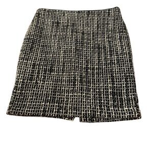 Willi Smith Women’s Tweed Mini Skirt Size 4 Black/Cream Lined Wool Blend Career